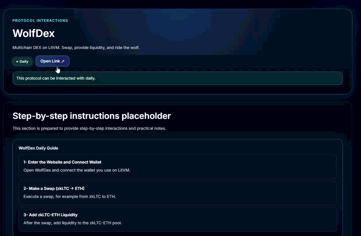 Make a Swap (zkLTC -> ETH)